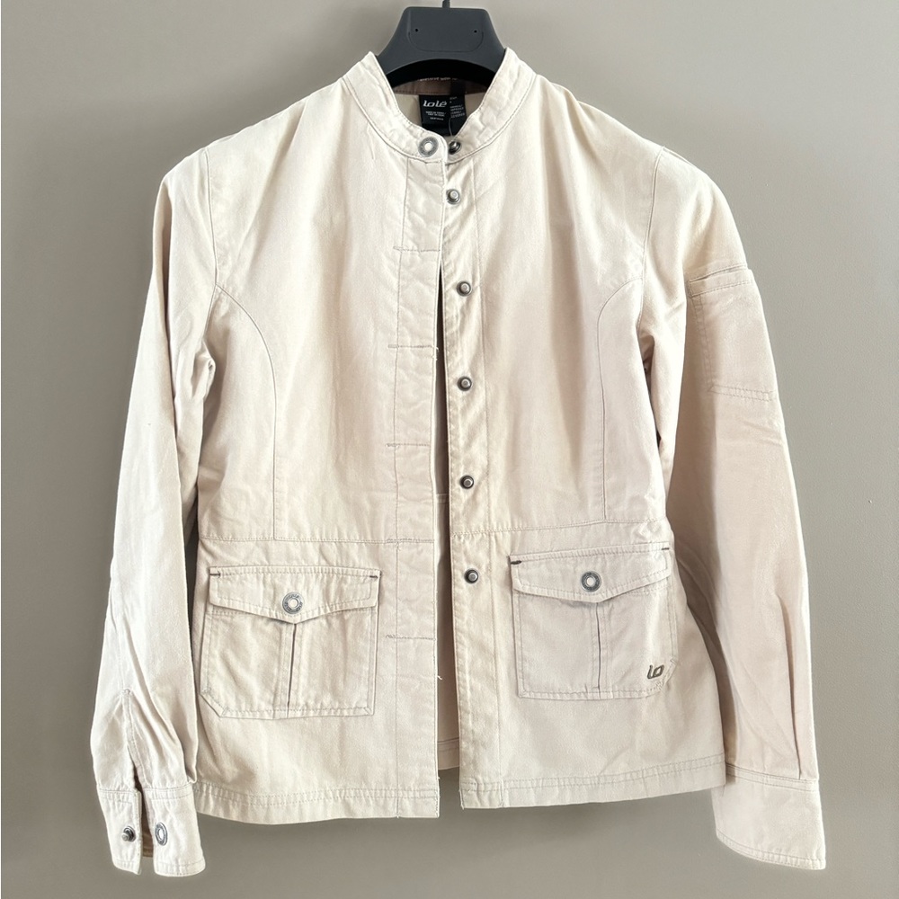 LOLE LOLË jacket vest snap buttons beige tan size 6 - Picture 2 of 9